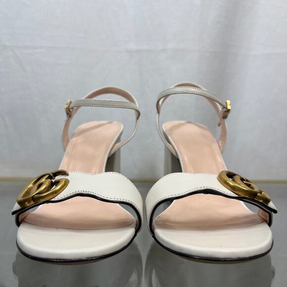 GUCCI GG Marmont White Heels Sandals SZ 38.5 - Picture 9 of 11